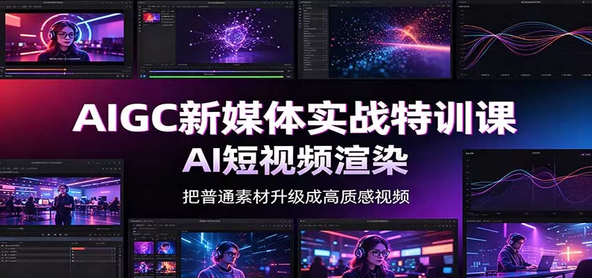 AIGC新媒体实战特训课：工具入门实操，AI短视频渲染，数字人商业视频制作-2爱1学习资源网-伴学无忧