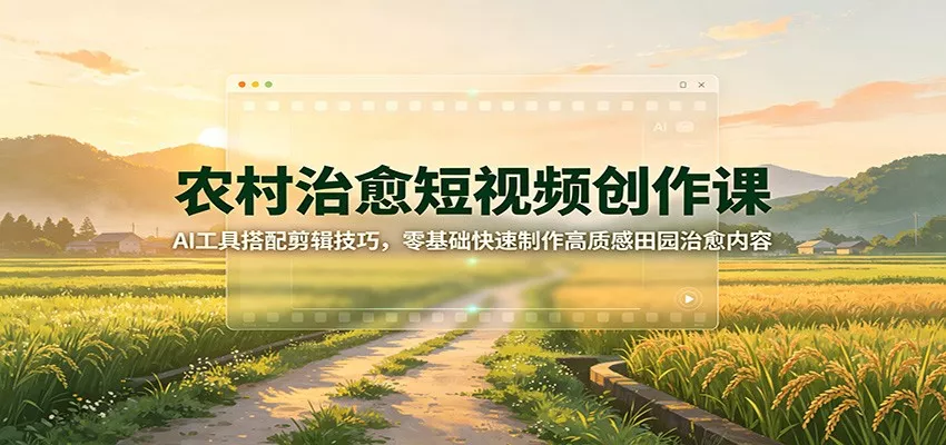 农村治愈短视频创作课：AI工具搭配剪辑技巧，零基础快速制作高质感田园治愈内容-2爱1学习资源网-伴学无忧