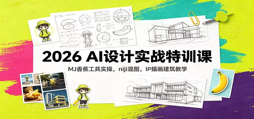 2026 AI设计实战特训课:MJ香蕉工具实操,niji混图,IP插画建筑教学-2爱1学习资源网-伴学无忧