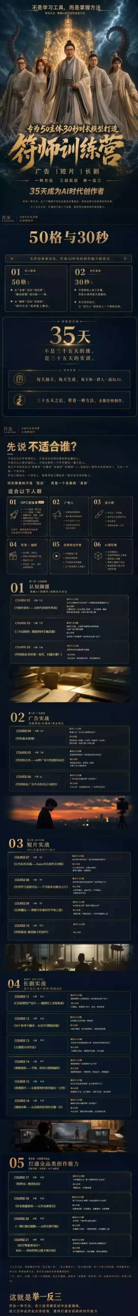 符师训练营-35天成为AI时代创作者,广告+短片+漫剧+智能体四大实战方向,掌握从创意到上线的完整工作流-2爱1学习资源网-伴学无忧
