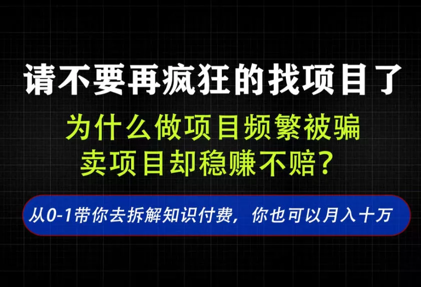 找项目？别傻了！卖项目才是真的一本万利！看完你全都懂了【揭秘】-2爱1学习资源网-伴学无忧