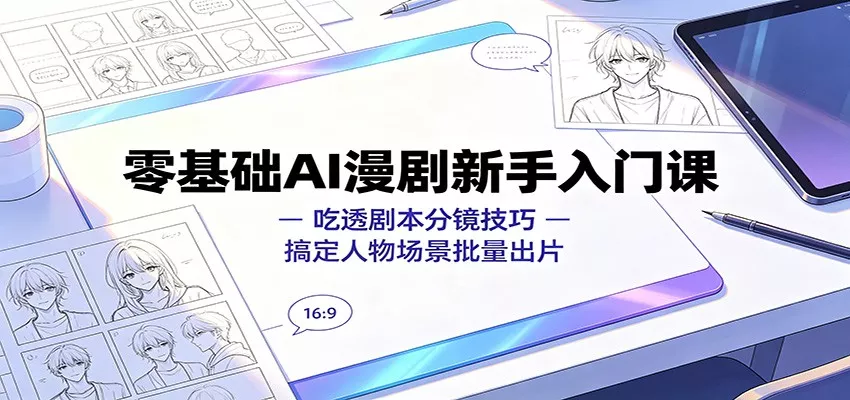零基础AI漫剧新手入门课：吃透剧本分镜技巧，搞定人物场景批量出片-2爱1学习资源网-伴学无忧