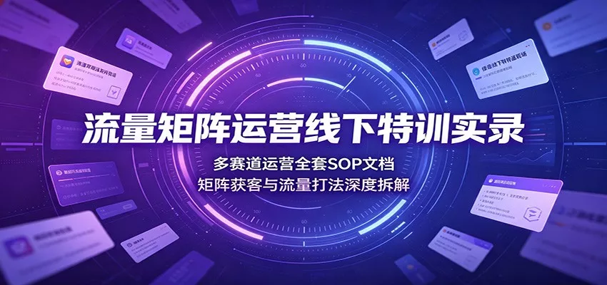 流量矩阵运营线下特训实录：多赛道运营全套SOP文档，矩阵获客与流量打法深度拆解-2爱1学习资源网-伴学无忧
