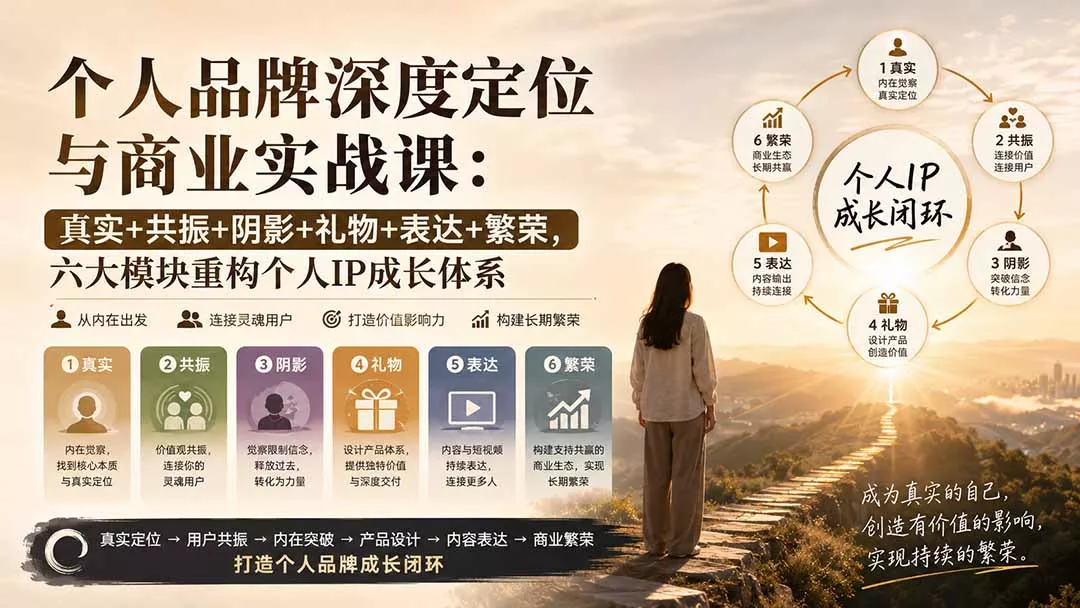 个人品牌深度定位与商业实战课：真实+共振+阴影+礼物+表达+繁荣，六大模块重构个人IP成长体系-2爱1学习资源网-伴学无忧