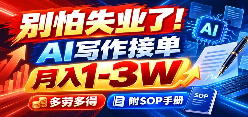 别怕失业了!AI写作接单月入1-3W,多劳多得,附SOP手册-2爱1学习资源网-伴学无忧