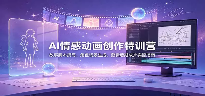AI情感动画创作特训营：故事脚本撰写，角色场景生成，剪辑后期成片实操指南-2爱1学习资源网-伴学无忧