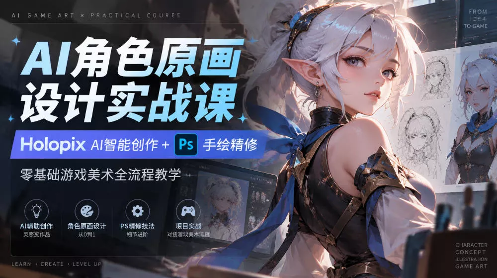 AI角色原画设计实战课|Holopix AI智能创作+PS手绘精修,零基础游戏美术全流程教学 AI角色原画设计实战课|Holopix AI智能创作+PS手绘精修,零基础游戏美术全流程教学