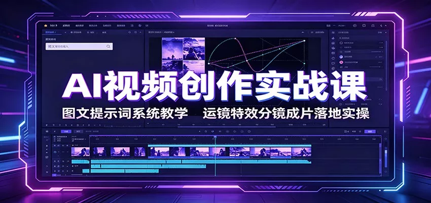 AI视频创作实战课：图文提示词系统教学，运镜特效分镜成片落地实操-2爱1学习资源网-伴学无忧