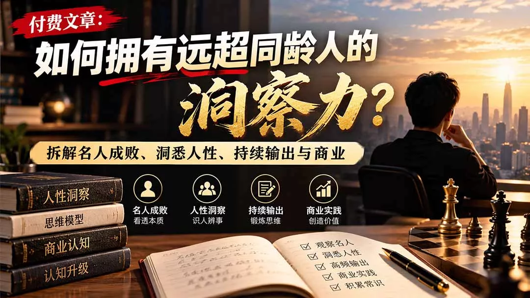 付费文章：如何拥有远超同龄人的洞察力？拆解名人成败、洞悉人性、持续输出与商业实践-2爱1学习资源网-伴学无忧