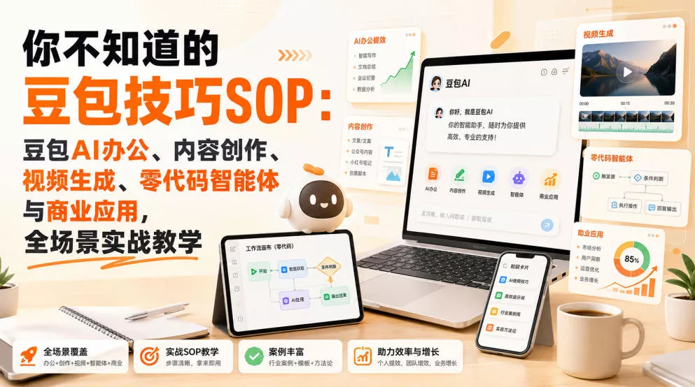 你不知道的豆包技巧SOP：豆包AI办公、内容创作、视频生成、零代码智能体与商业应用，全场景实战教学-2爱1学习资源网-伴学无忧