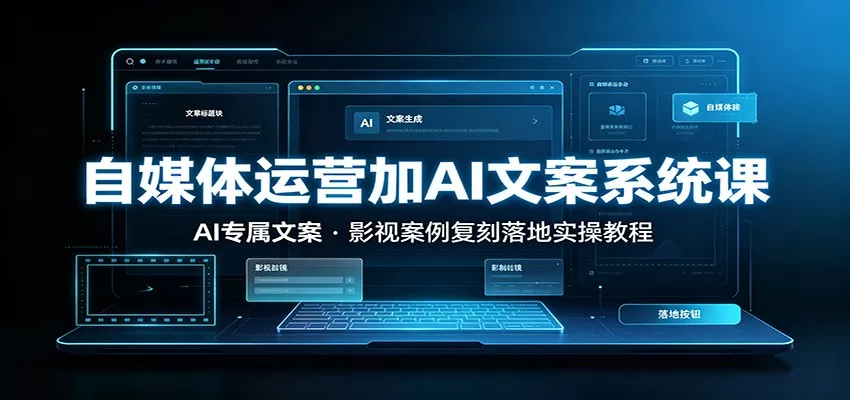 自媒体运营加AI文案系统课::AI专属文案,影视案例复刻落地实操教程-2爱1学习资源网-伴学无忧