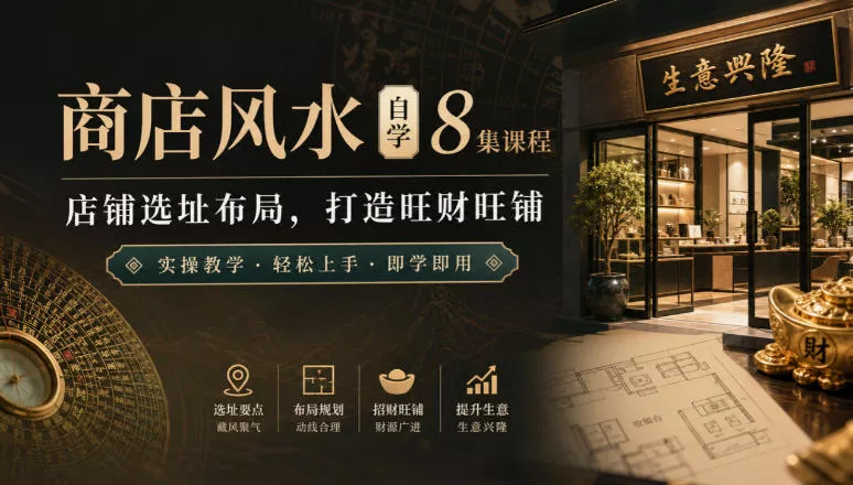商店风水自学8集课程｜店铺选址布局，打造旺财旺铺实操教学-2爱1学习资源网-伴学无忧