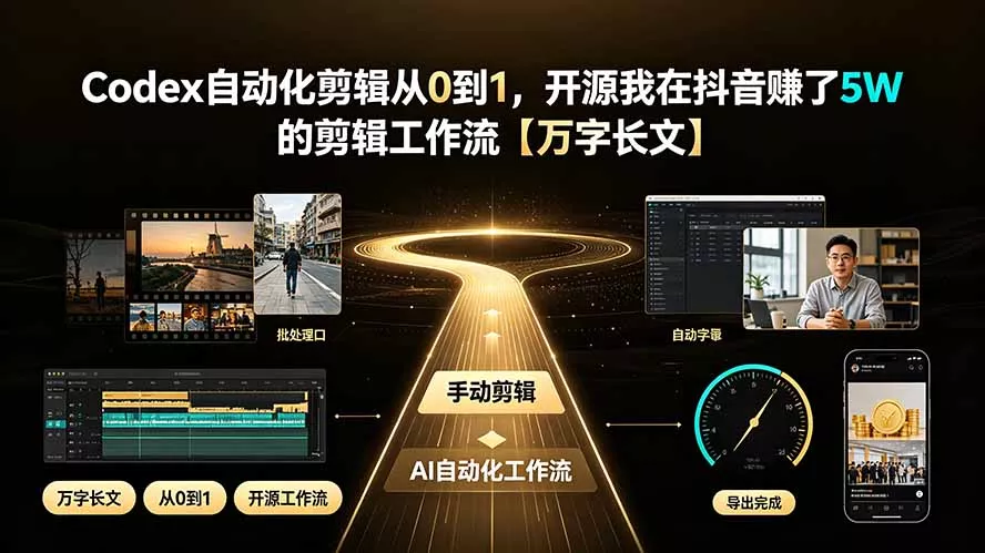 Codex自动化剪辑从0到1,开源我在抖音赚了5W 的剪辑工作流【万字长文】-2爱1学习资源网-伴学无忧