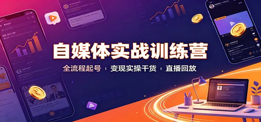自媒体实战训练营：全流程起号变现实操干货直播回放-2爱1学习资源网-伴学无忧