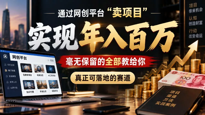 通过网创平台“卖项目”实现年入100w，毫无保留的全部教给你，真正可落地的赛道【揭秘】-2爱1学习资源网-伴学无忧