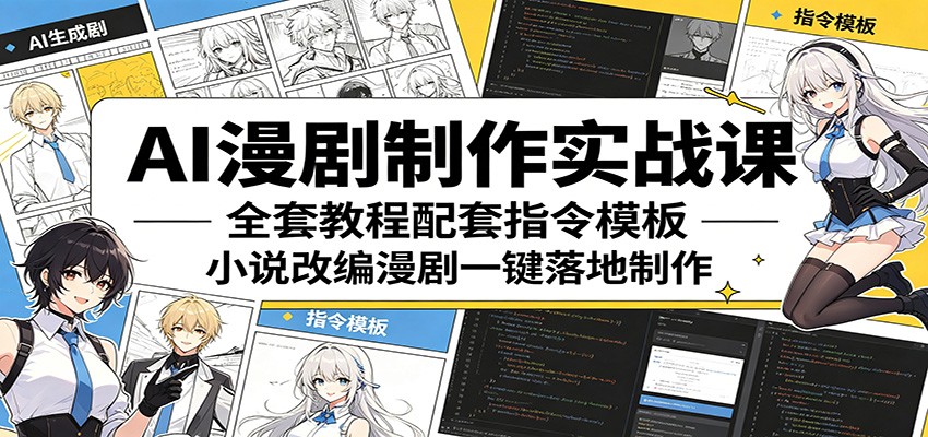 AI漫剧制作实战课：全套教程配套指令模板，小说改编漫剧一键落地制作-2爱1学习资源网-伴学无忧