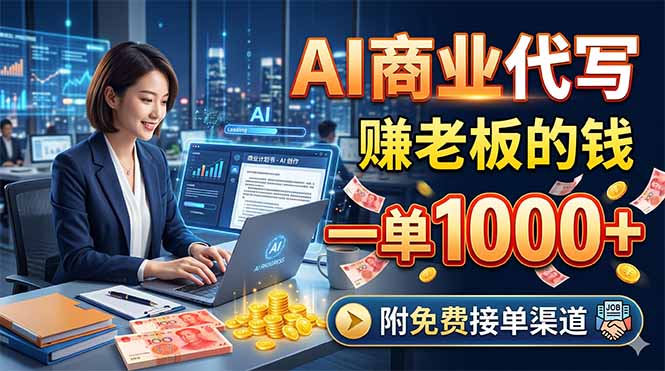 AI商业代写，赚老板的钱，一单1000+，附免费接单渠道-2爱1学习资源网-伴学无忧