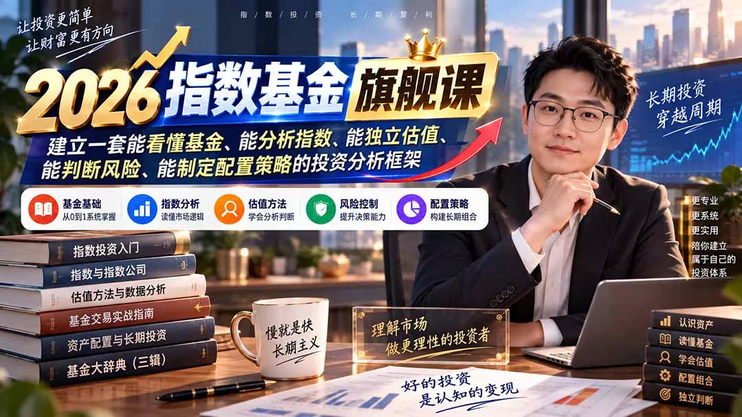 2026指数基金旗舰课｜建立一套能看懂基金、能分析指数、能独立估值、能判断风险、能制定配置策略的投资分析框架-2爱1学习资源网-伴学无忧