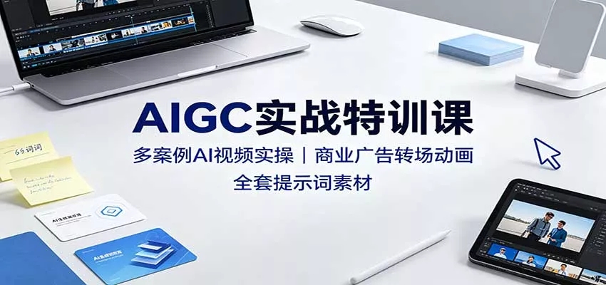 AIGC实战特训课：多案例AI视频实操，商业广告转场动画，全套提示词素材-2爱1学习资源网-伴学无忧