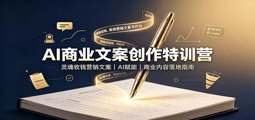 AI商业文案创作特训营：灵魂收钱营销文案，AI赋能，商业内容落地指南-2爱1学习资源网-伴学无忧