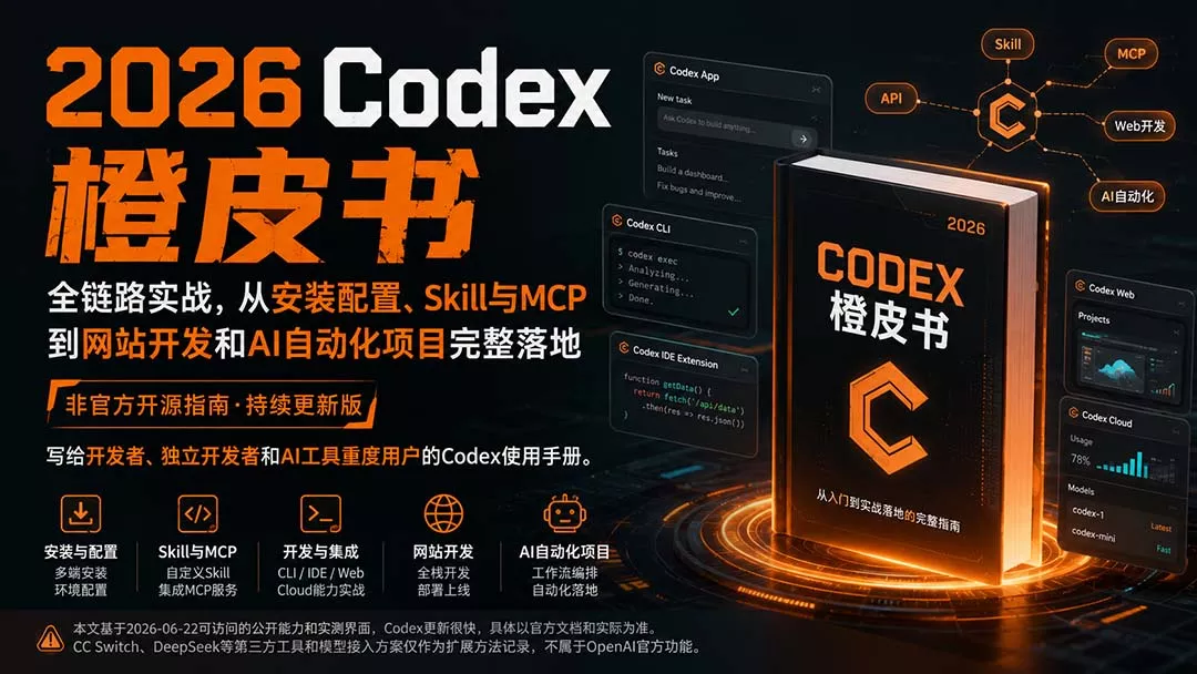 2026Codex橙皮书：全链路实战，从安装配置、Skill与MCP到网站开发和AI自动化项目完整落地-2爱1学习资源网-伴学无忧