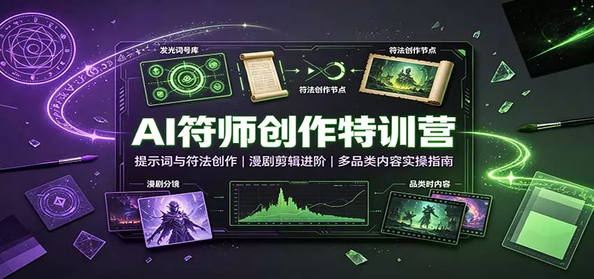 AI符师创作特训营:提示词与符法创作,漫剧剪辑进阶,多品类内容实操指南-2爱1学习资源网-伴学无忧