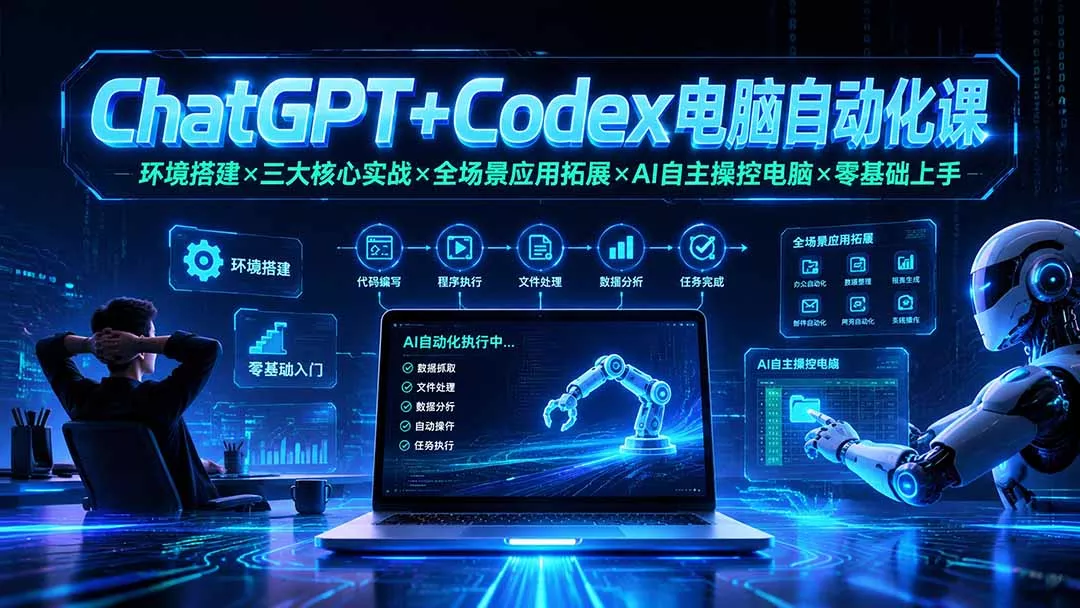 ChatGPT+Codex电脑自动化课：环境搭建×三大核心实战×全场景应用拓展×AI自主操控电脑×零基础上手-2爱1学习资源网-伴学无忧