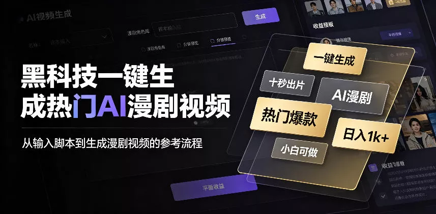 黑科技一键生成热门AI漫剧视频，十秒钟即可搞定，小白也能日入1k+【揭秘】-2爱1学习资源网-伴学无忧