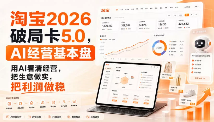 智篆商业-淘宝2026破局卡5.0，AI经营基本盘，用AI看清经营，把生意做实，把利润做稳-2爱1学习资源网-伴学无忧