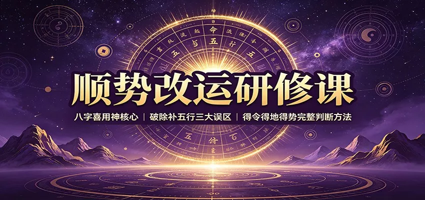 顺势改运研修课：八字喜用神核心，破除补五行三大误区，得令得地得势完整判断方法-2爱1学习资源网-伴学无忧