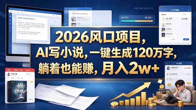 2026 风口项目，AI 写小说，一键生成 120 万字，躺着也能赚，月入 2w +-2爱1学习资源网-伴学无忧