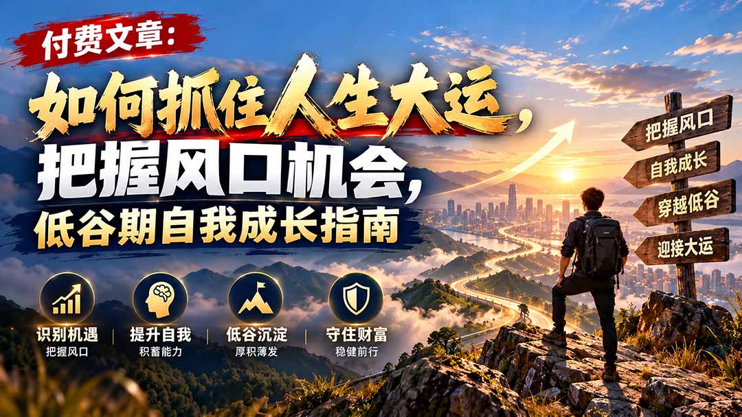 付费文章：如何抓住人生大运，把握风口机会，低谷期自我成长指南-2爱1学习资源网-伴学无忧