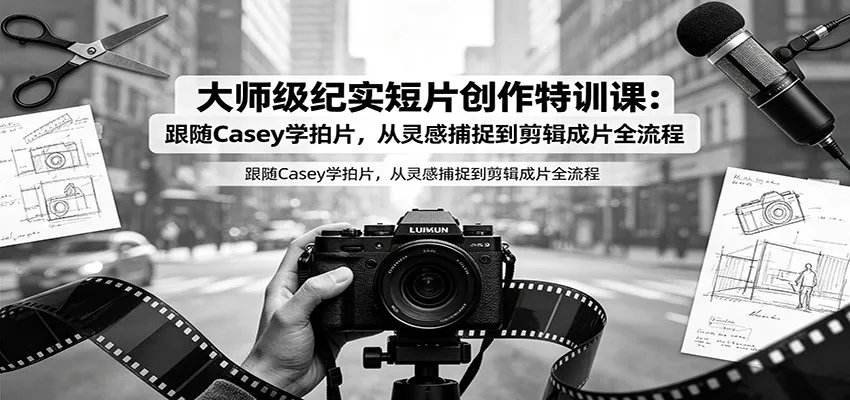 大师级纪实短片创作特训课：跟随Casey学拍片，从灵感捕捉到剪辑成片全流程-2爱1学习资源网-伴学无忧