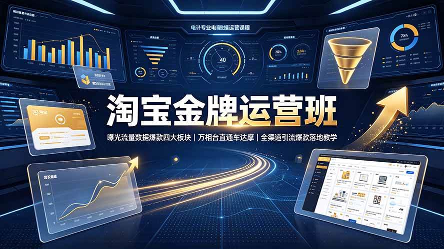 (19434期)淘宝金牌运营班-7月:曝光流量数据爆款四大板块|万相台直通车达摩|全渠道引流爆款落地教学-2爱1学习资源网-伴学无忧