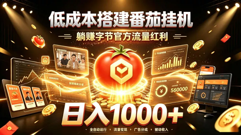 低成本搭建番茄挂G，躺賺字节官方流量红利，日入1k+，全程傻瓜式落地【揭秘】-2爱1学习资源网-伴学无忧