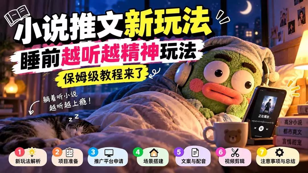 小说推文新玩法，睡前越听越精神玩法，保姆级教程来了-2爱1学习资源网-伴学无忧