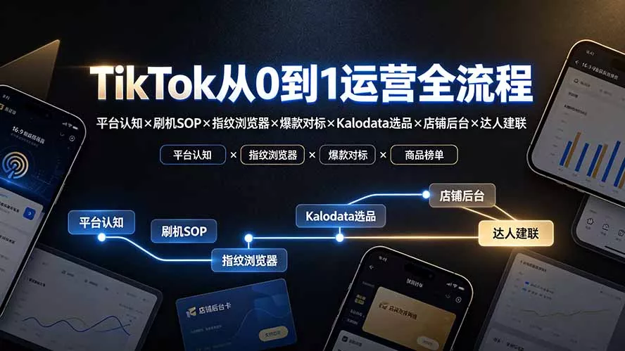 TikTok从0到1运营全流程:平台认知×刷机SOP×指纹浏览器×爆款对标×Kalodata选品×店铺后台×达人建联 TikTok从0到1运营全流程:平台认知×刷机SOP×指纹浏览器×爆款对标×Kalodata选品×店铺后台×达人建联