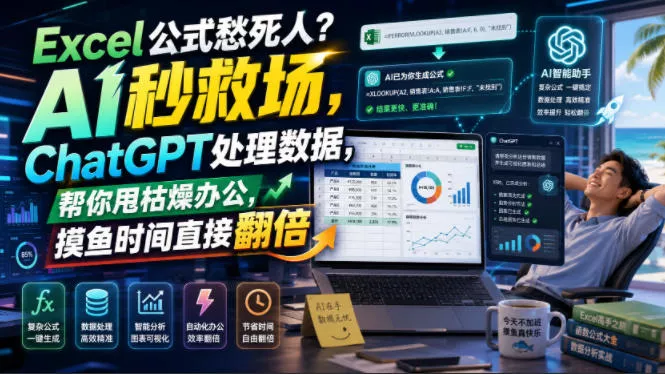 Excel公式愁死人?AI秒救场,ChatGPT处理数据,帮你甩枯燥办公,摸鱼时间直接翻倍【原创双语字幕】-2爱1学习资源网-伴学无忧