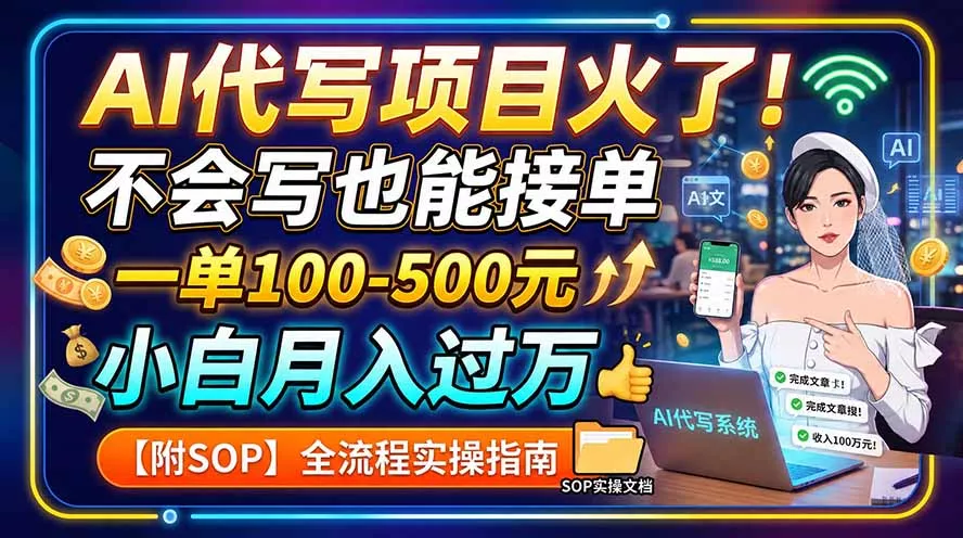AI代写项目火了！不会写也能接单，一单100-500元，小白月入过万【附SOP】-2爱1学习资源网-伴学无忧