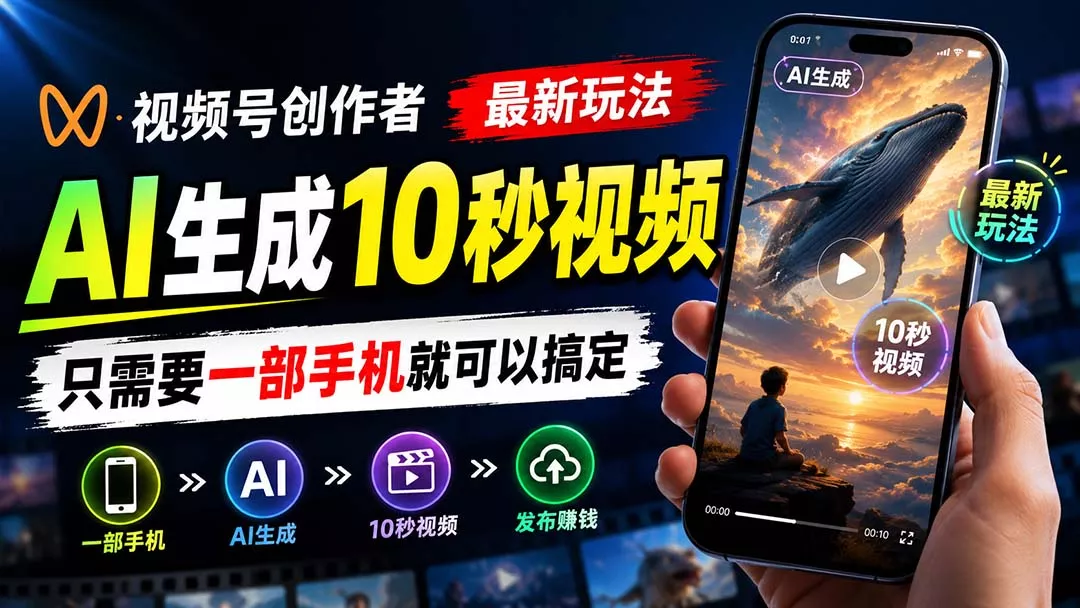 视频号创作者最新玩法,AI生成10秒视频,只需要一部手机就可以搞定 视频号创作者最新玩法,AI生成10秒视频,只需要一部手机就可以搞定