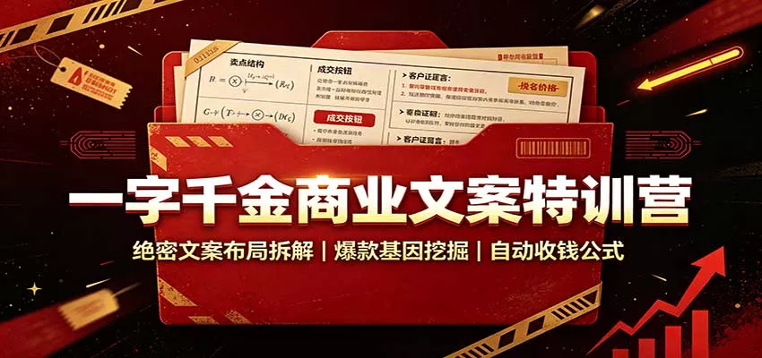 一字千金商业文案特训营：绝密文案布局拆解，爆款基因挖掘，自动收钱公式-2爱1学习资源网-伴学无忧