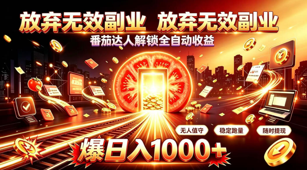 放弃无效副业，番茄达人解锁全自动收益，日入1k+，门槛最低的线上轻资产项目【揭秘】-2爱1学习资源网-伴学无忧
