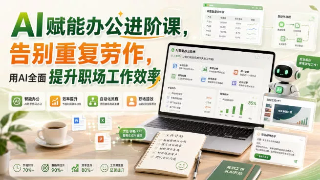 AI赋能办公进阶课，告别重复劳作，用AI全面提升职场工作效率-2爱1学习资源网-伴学无忧