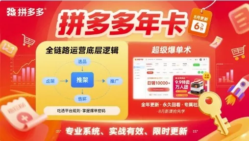 拼多多年卡,拼多多全链路运营底层逻辑,超级爆单术【更新26年8月】-2爱1学习资源网-伴学无忧