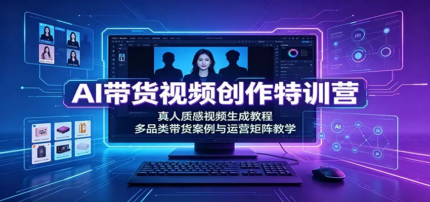 AI带货视频创作特训营：真人质感视频生成教程，多品类带货案例与运营矩阵教学-2爱1学习资源网-伴学无忧