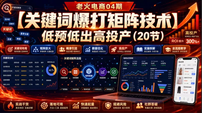 老火电商04期：【关键词爆打矩阵技术】低预低出高投产(20节)-2爱1学习资源网-伴学无忧