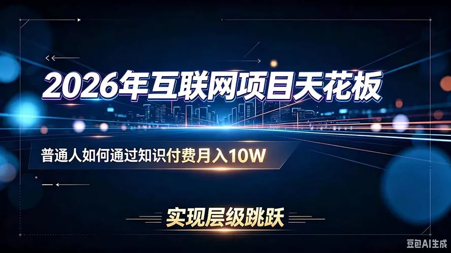 2026年互联网项目天花板：普通人如何通过知识付费月入10W，实现层级跳跃-2爱1学习资源网-伴学无忧
