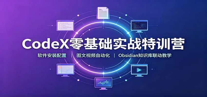 CodeX零基础实战特训营：软件安装配置，图文视频自动化，Obsidian知识库联动教学-2爱1学习资源网-伴学无忧