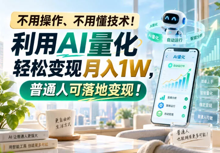 不用操作、不用懂技术!利用AI量化轻松变现月入1W,普通人可落地变现!【揭秘】 不用操作、不用懂技术!利用AI量化轻松变现月入1W,普通人可落地变现!【揭秘】