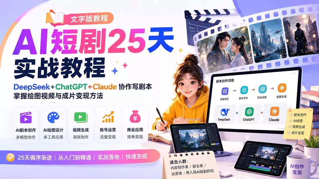 AI短剧25天实战教程(文字版教程-2爱1学习资源网-伴学无忧